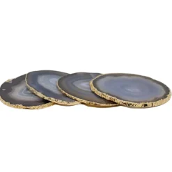 Agate Coaster Grey and Gold Set of 4