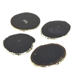 Agate Coasters Black and Gold Set of 4