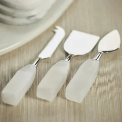 Alabaster Cheese Knives Set of 3