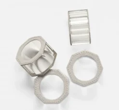 Arthur Leather Grey Napkin Ring Set of 4