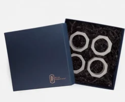 Arthur Leather Grey Napkin Ring Set of 4