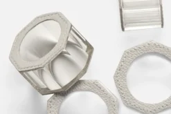 Arthur Leather Grey Napkin Ring Set of 4