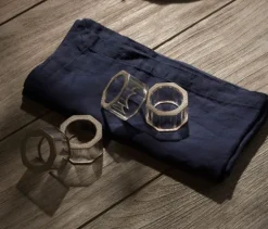 Arthur Leather Grey Napkin Ring Set of 4