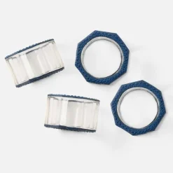 Arthur Navy Napkin Ring Set of 4