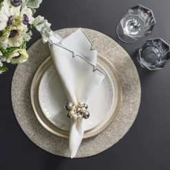 Bauble Napkin Ring in Pearl & Silver Set of 4