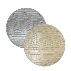 Beads Round Reversible Placemat s/4 - Husk Wild Hydrangea / Snake Vanilla