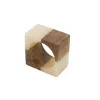 Bi-Color Cube Napkin Ring Ivory Set of 4