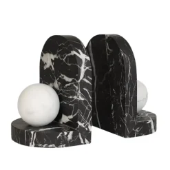 Blitz Marble Bookend Set - Black & White