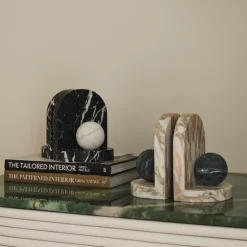 Blitz Marble Bookend Set - Black & White