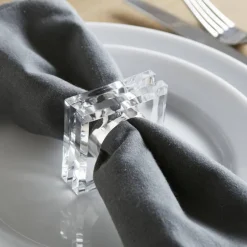 Block Crystal Napkin Ring Set of 4