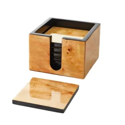 Burl Veneer Coaster Set