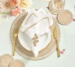 Butterflies Napkin Ring Champagne Set of 4