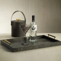 Cairo Shagreen Leather Bar Tray