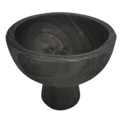 Calabash Black Wood Pedestal Bowl