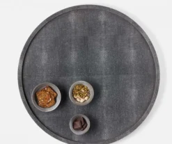 Calvin Faux Shagreen Lazy Susan Grey