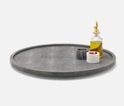Calvin Faux Shagreen Lazy Susan Grey