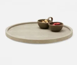 Calvin Faux Shagreen Lazy Susan Sand