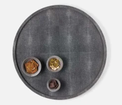 Calvin Faux Shagreen Lazy Susan Grey