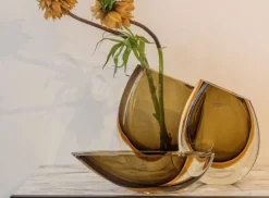 Canoe Vase Black Amber