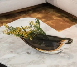 Canoe Vase Black Amber