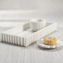 Carrara Scalloped Marble Vanity Tray White