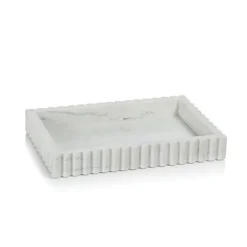Carrara Scalloped Marble Vanity Tray White
