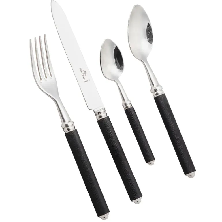 Cedre Black Silver Plate 5 Piece Setting