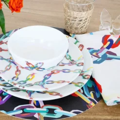 Chain Link Melamine Dinnerware Set of 4