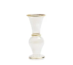 Clear Rib Gold Detail Trumpet Vase