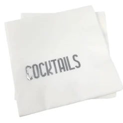 Cocktail Napkin Pack - Cocktails White & Silver