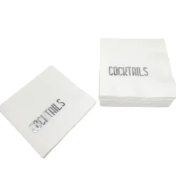 Cocktail Napkin Pack - Cocktails White & Silver