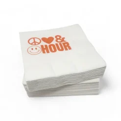 Cocktail Napkin Pack - Peace Love Happy Hour - Orange