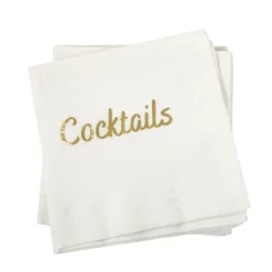 Cocktails Napkin Pack - White & Gold