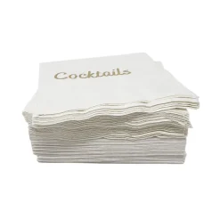 Cocktails Napkin Pack - White & Gold