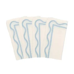 Colorblock Embroidered Napkin Blue Set of 4