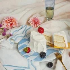 Colorblock Embroidered Napkin Blue Set of 4