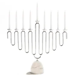 Coluna Menorah Carrara Marble & Silver