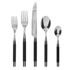 Conty Black Wood Flatware 5 Piece Setting