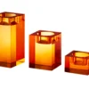 Crystal Votive Amber Holder Set 3