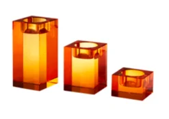 Crystal Votive Amber Holder Set 3