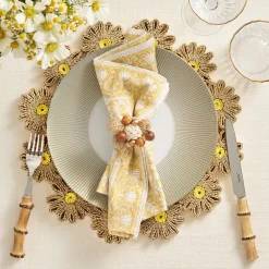 Daisy Placemat Natural & Yellow Set of 4
