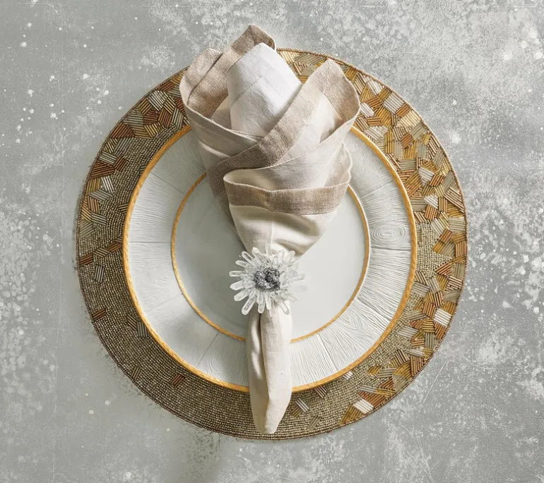 Dip Dye Napkin Grey & Silver Set of 4