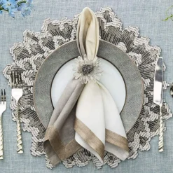 Dip Dye Napkin Grey & Silver Set of 4