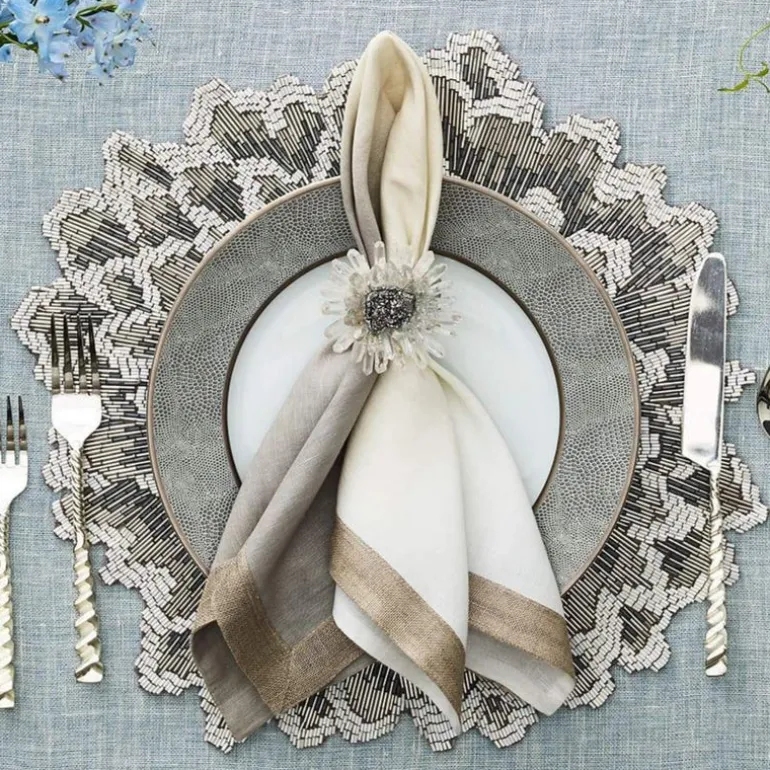 Dip Dye Napkin Grey & Silver Set of 4