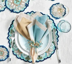 Dip Dye Napkin Natural & Seafoam Set of 4