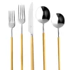 Domo Matt Gold Flatware 5 Piece Setting