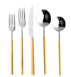 Domo Matt Gold Flatware 5 Piece Setting