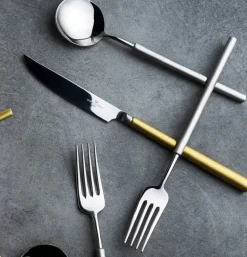 Domo Matt Gold Flatware 5 Piece Setting