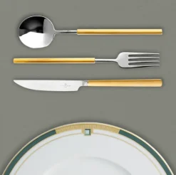 Domo Matt Gold Flatware 5 Piece Setting