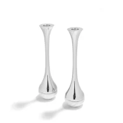 Dual Marble & Silver Candleholders Set of 2